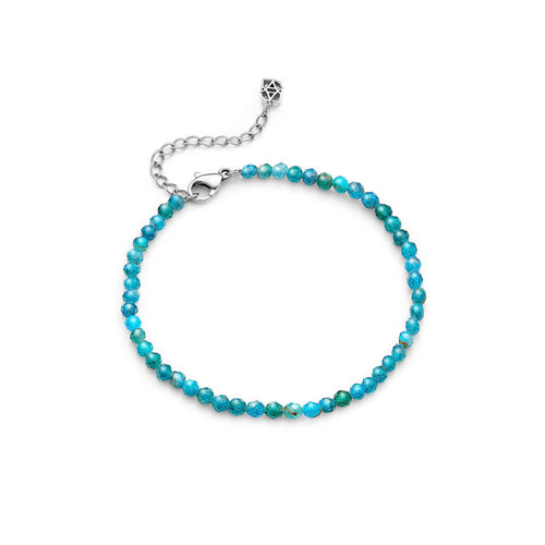 Layering Blue Apatite Beaded Bracelet (Silver)
