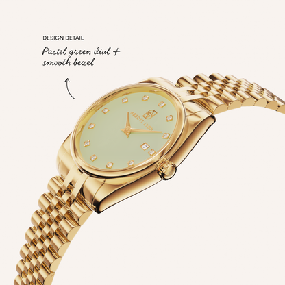 Mint Green Belgravia 30 Watch (Gold)