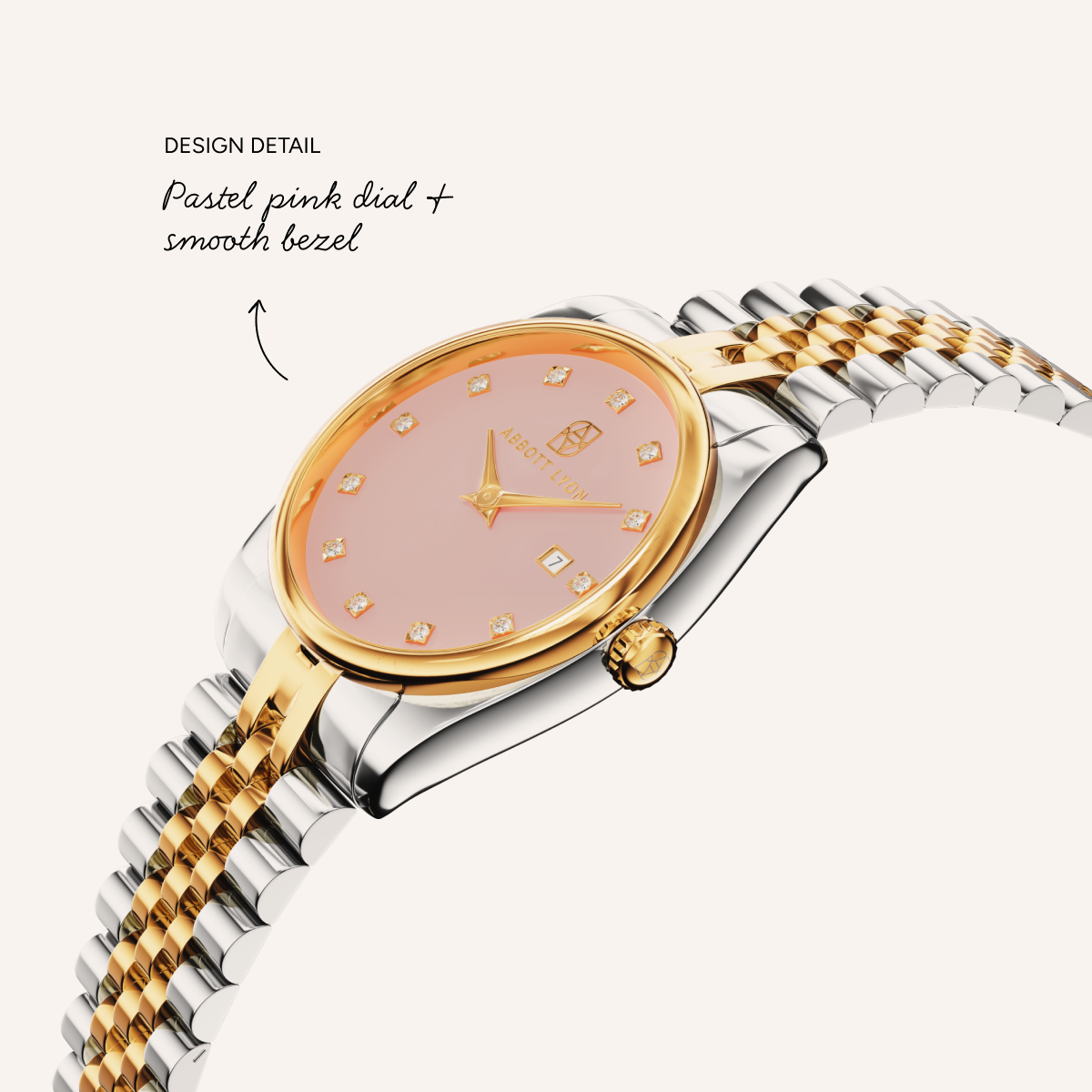 Pastel Pink Belgravia 30 Watch (Two Tone)