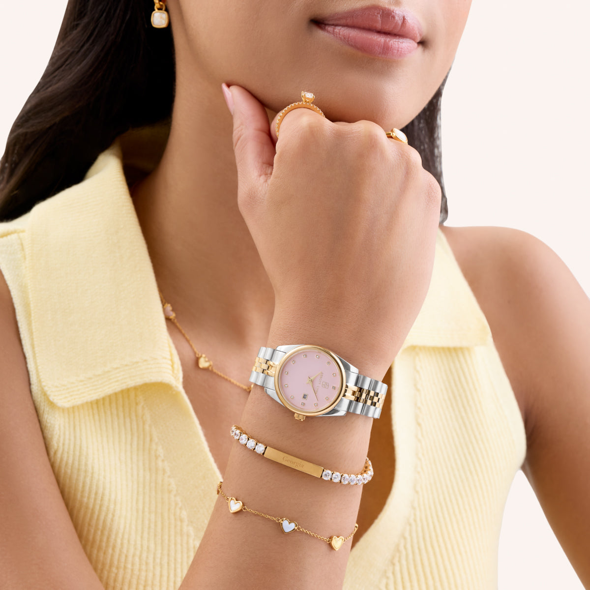 Pastel Pink Belgravia 30 Watch (Two Tone)