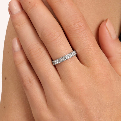 Pavé Crystal Heart Ring (Silver)