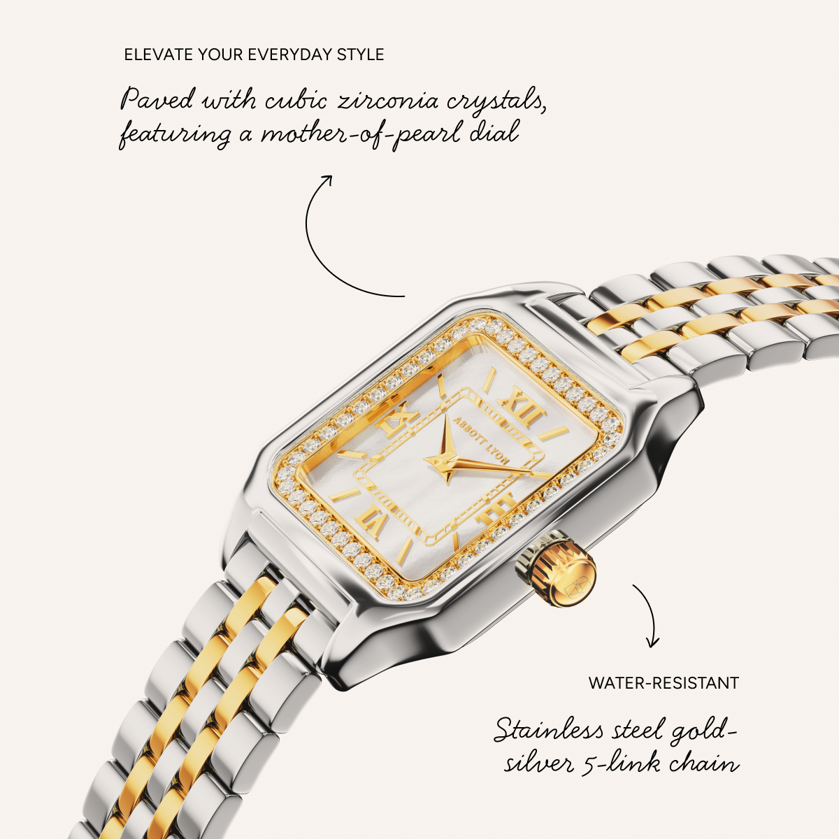 Essence Pavé Two Tone 23 Watch (Gold/Silver)