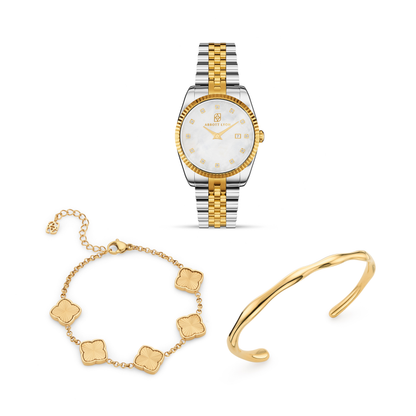 Pearl Belgravia & Bracelet Set (Gold)
