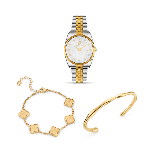 Pearl Belgravia & Bracelet Set (Gold)