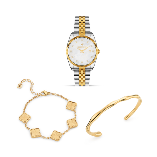 Pearl Belgravia & Bracelet Set (Gold)