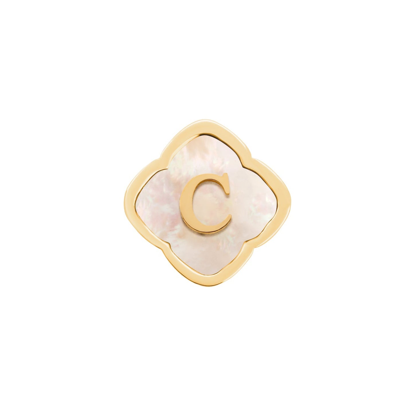 Rosette Pearl Clover Charms (Gold) - Initials