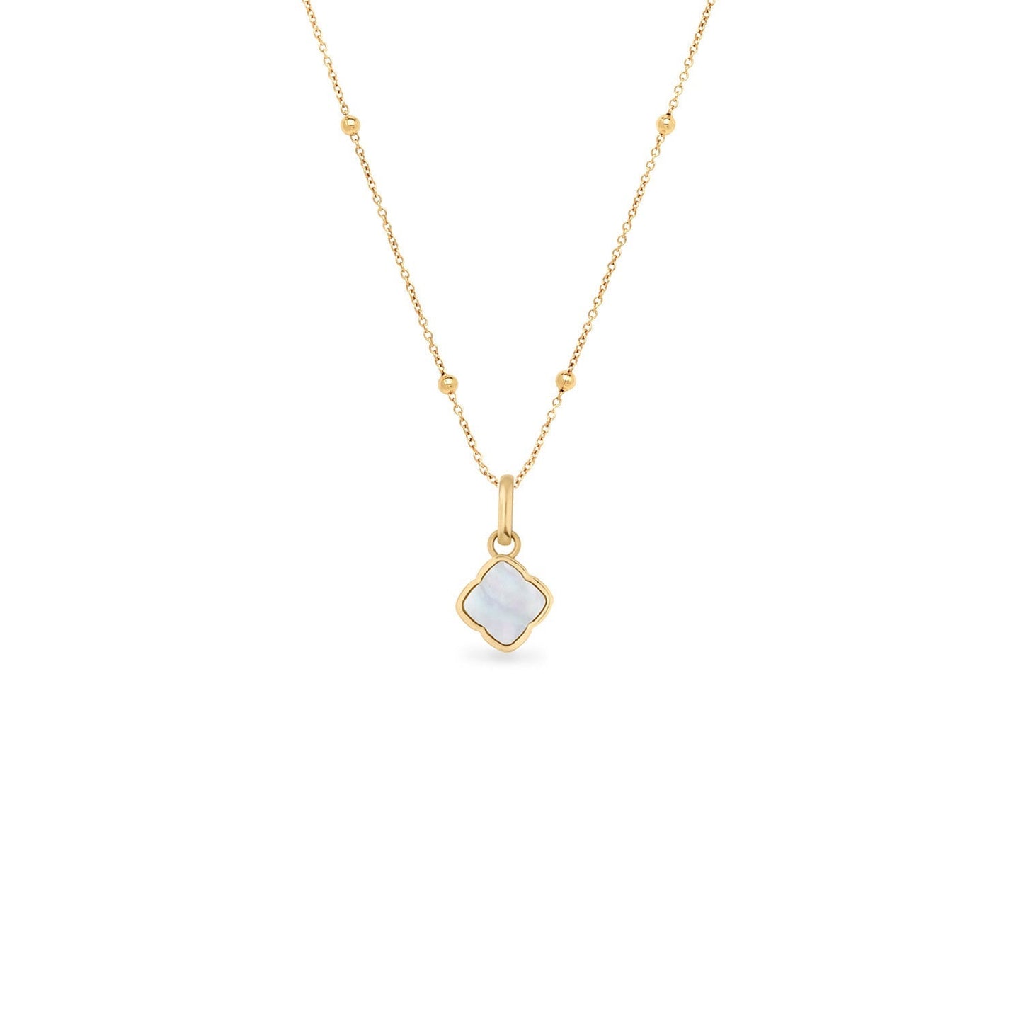 Pearl Clover & Initial Necklace (Gold)