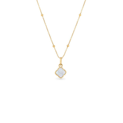 Pearl Clover & Initial Necklace (Gold)