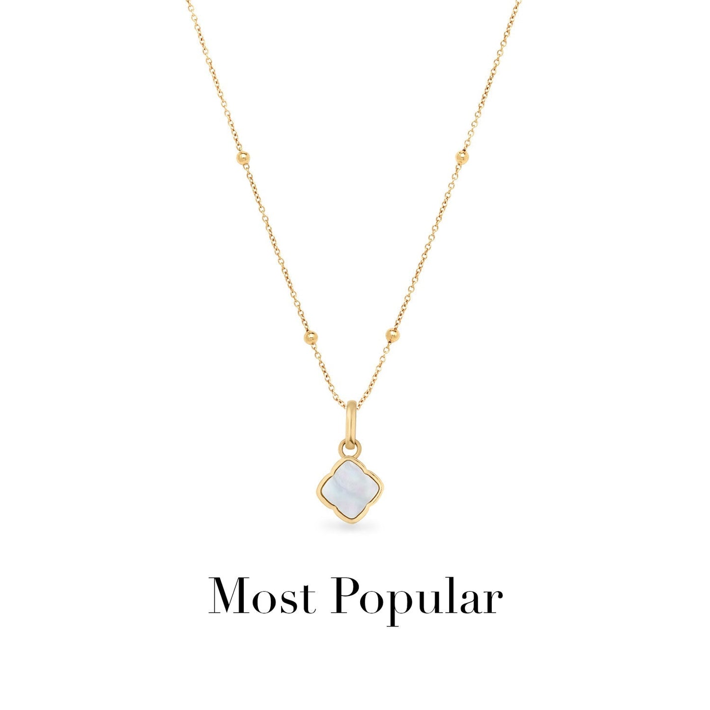 Pearl Clover & Initial Necklace (Gold)