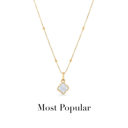 Pearl Clover & Initial Necklace (Gold)