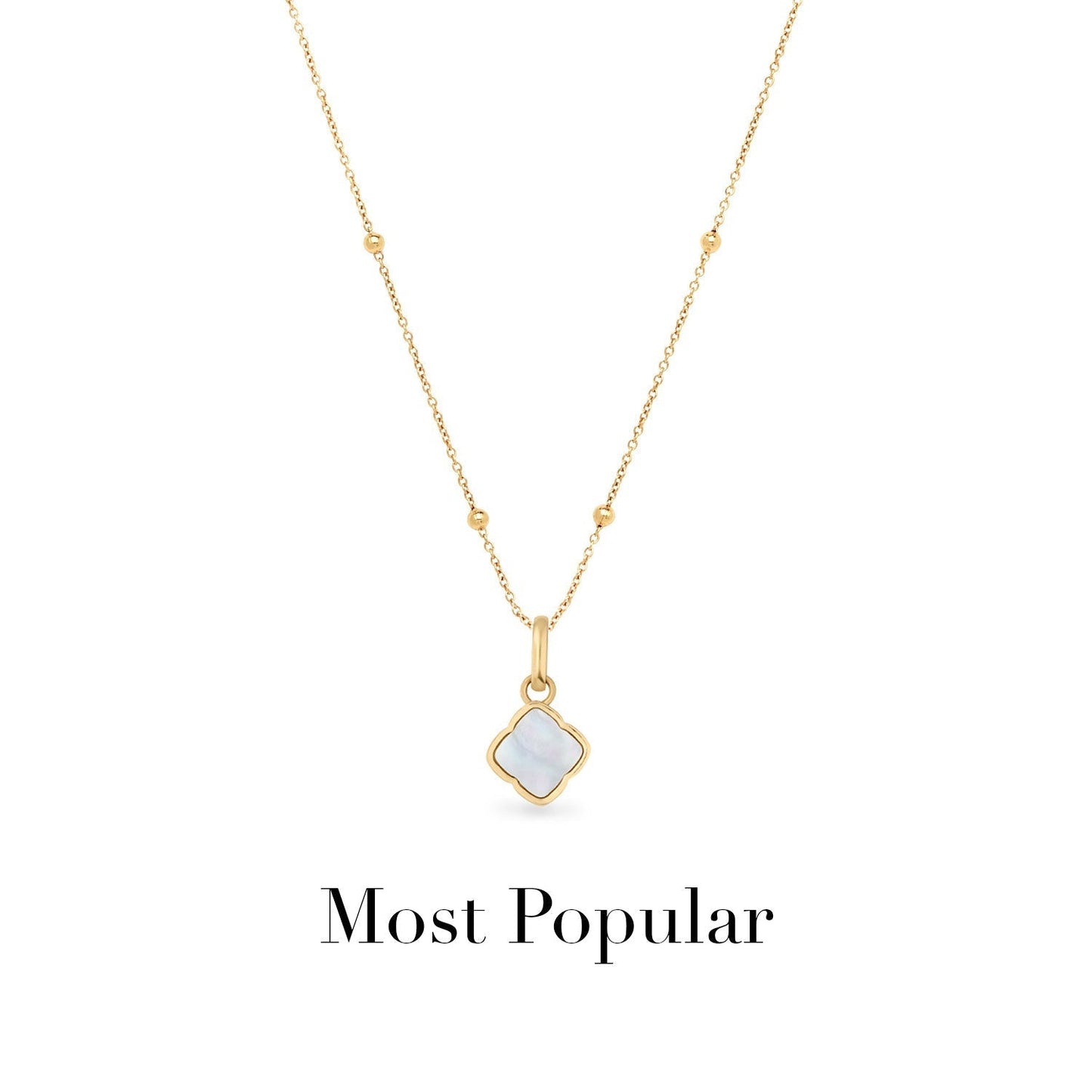 Mother of Pearl Clover Necklace (Gold)