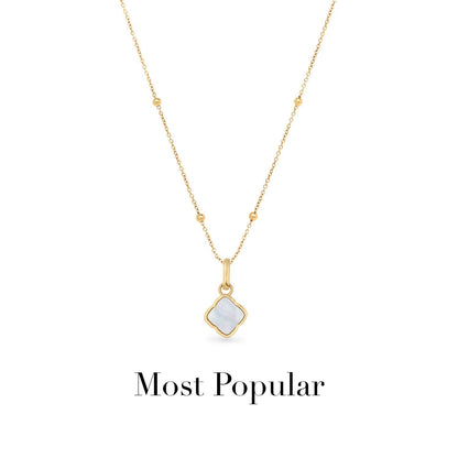 Mother of Pearl Clover Necklace (Gold)