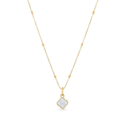 Pearl Clover & Initial Necklace (Gold)
