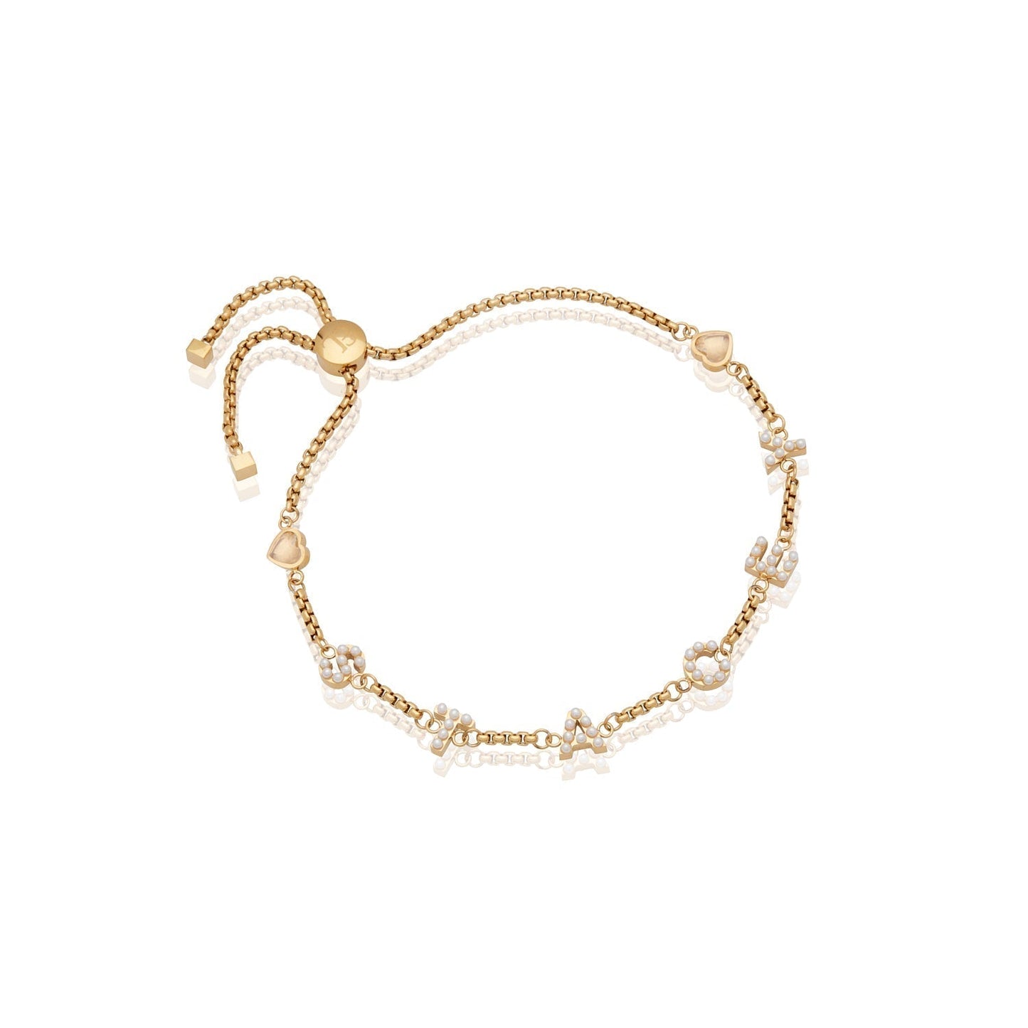 Pearl Custom Name Bracelet (Gold)