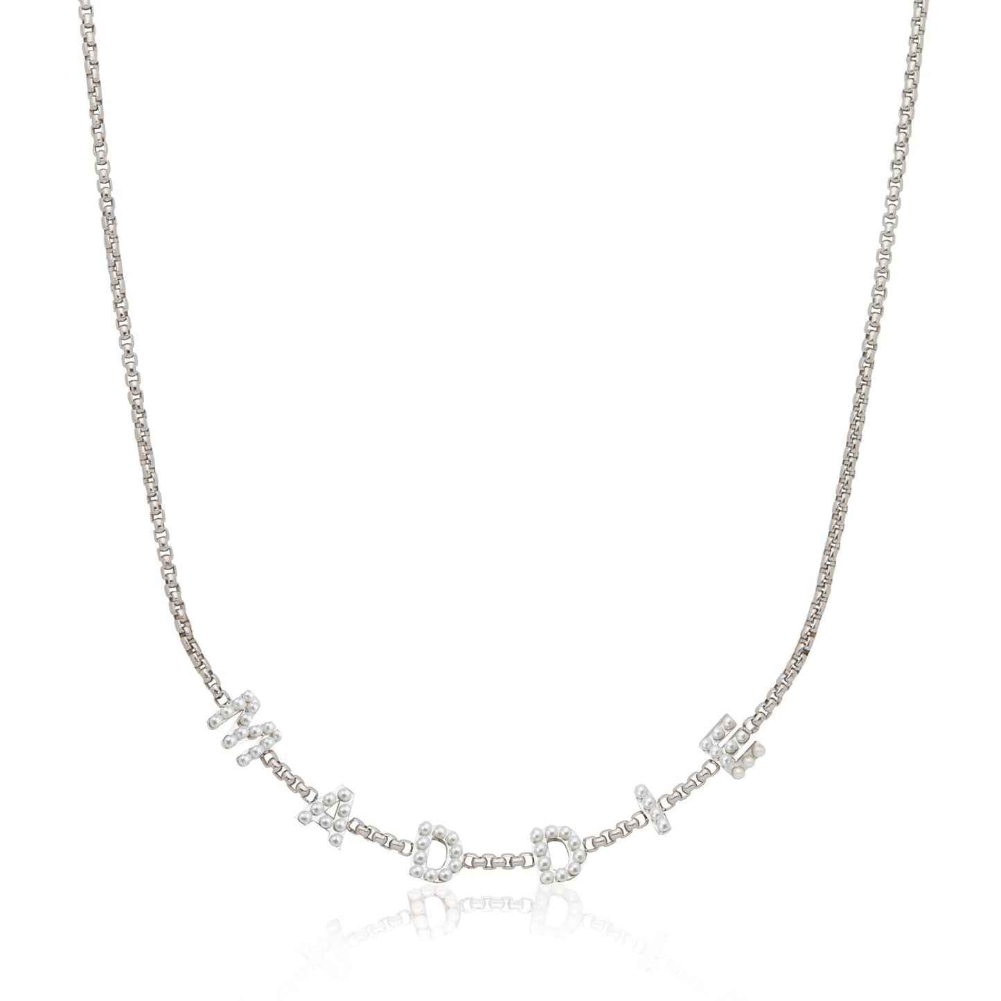 Pearl Custom Name Necklace (Silver)