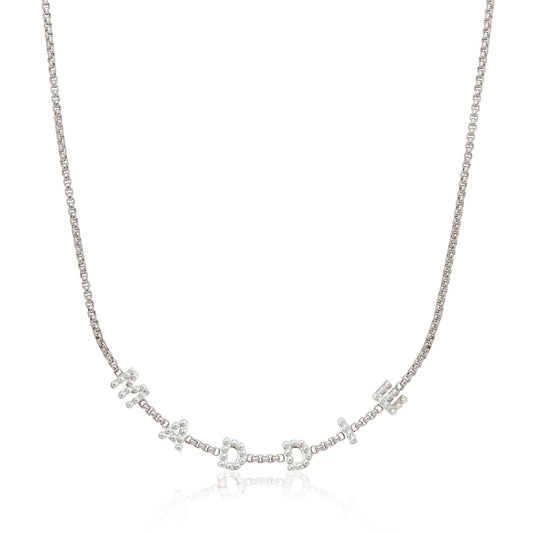 Pearl Custom Name Necklace (Silver)