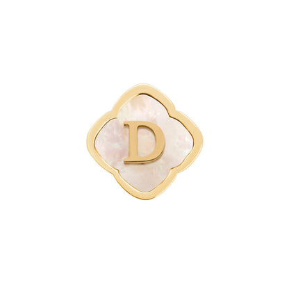 Rosette Pearl Clover Charms (Gold) - Initials