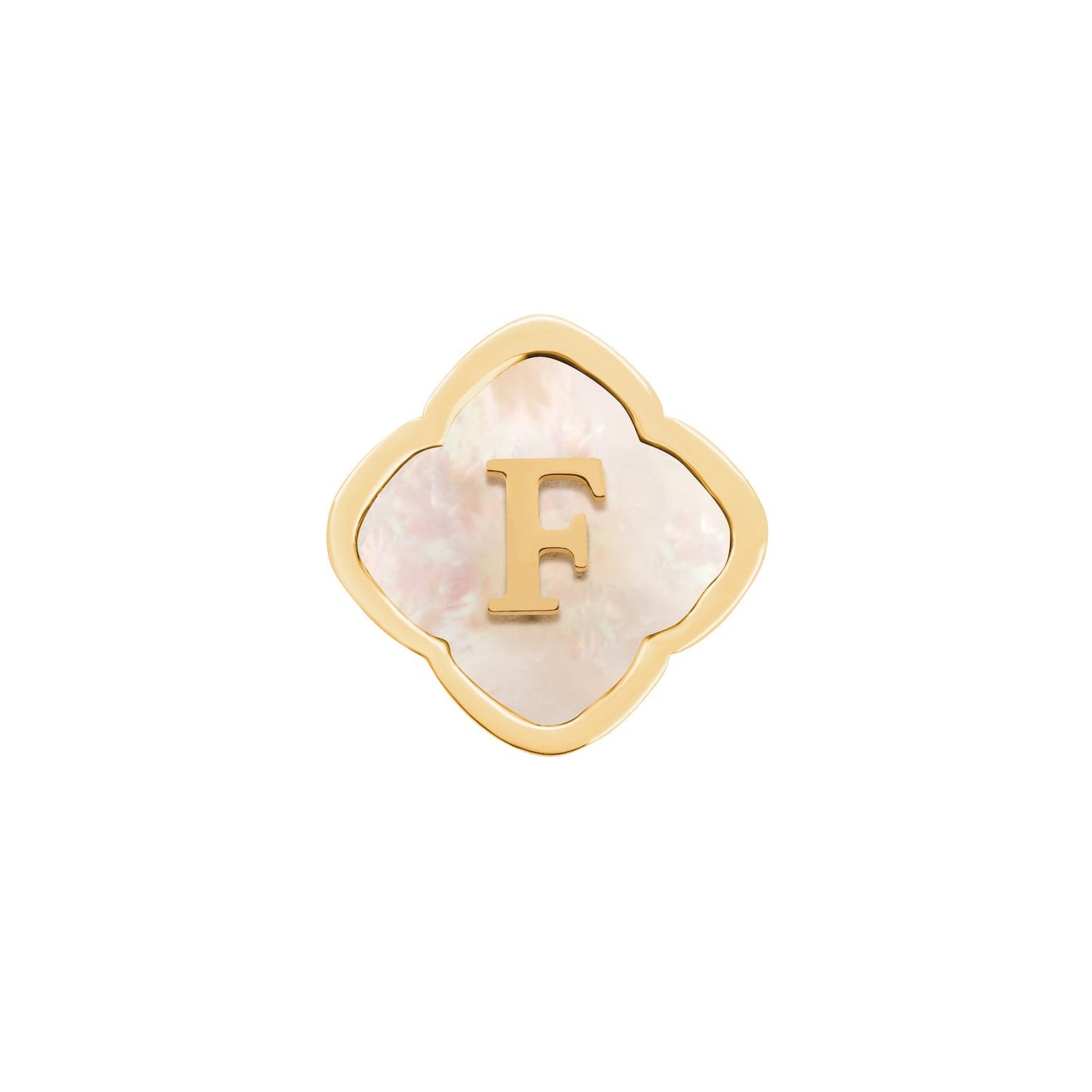 Rosette Pearl Clover Charms (Gold) - Initials