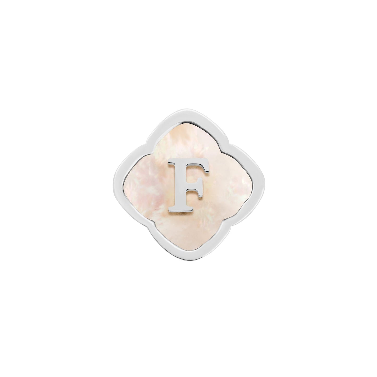 Rosette Pearl Clover Charms (Silver) - Initials