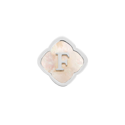 Rosette Pearl Clover Charms (Silver) - Initials