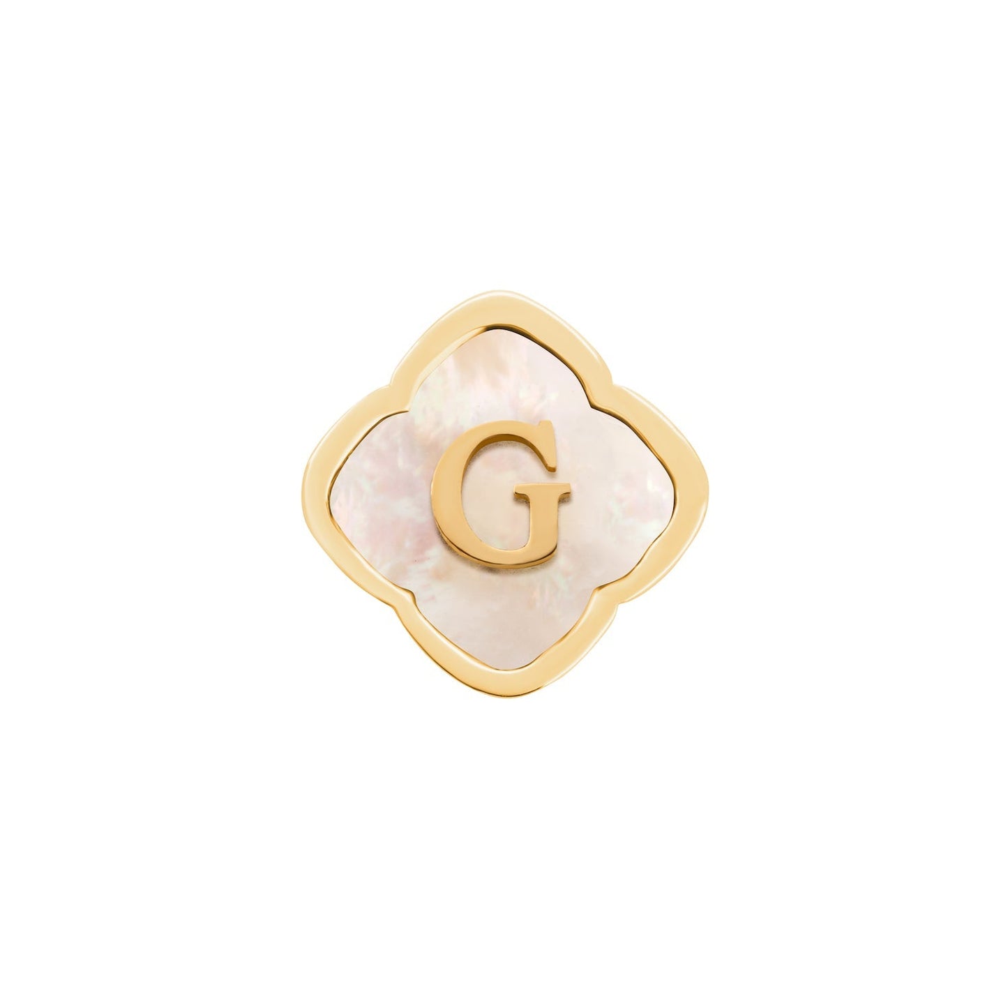 Rosette Pearl Clover Charms (Gold) - Initials