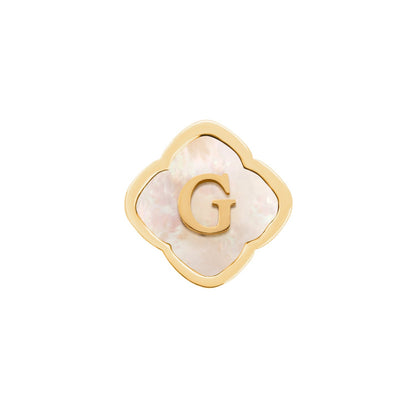 Rosette Pearl Clover Charms (Gold) - Initials