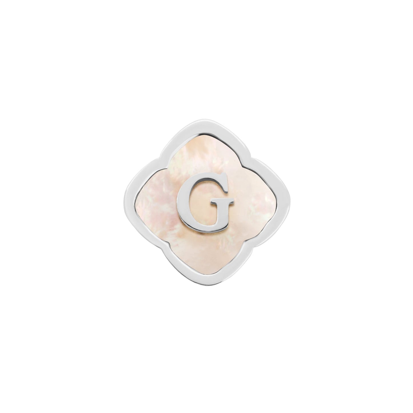Rosette Pearl Clover Charms (Silver) - Initials