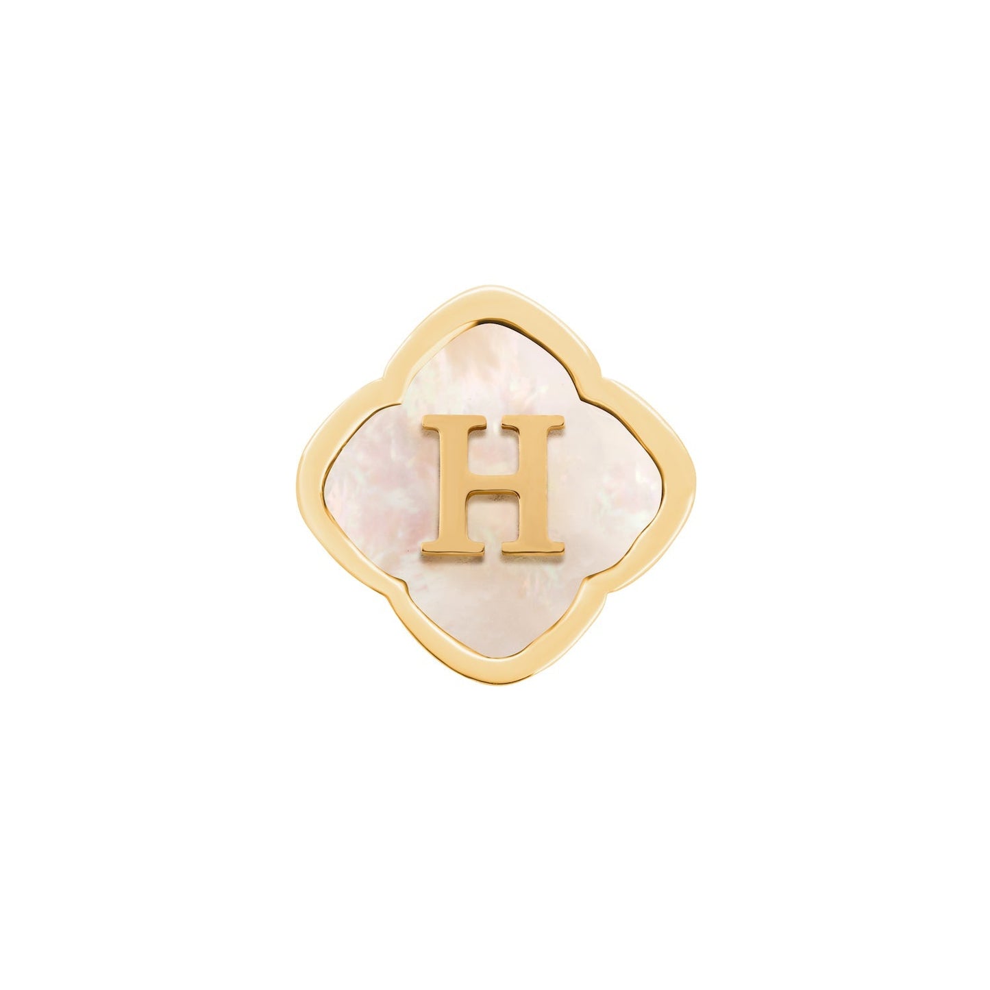 Rosette Pearl Clover Charms (Gold) - Initials