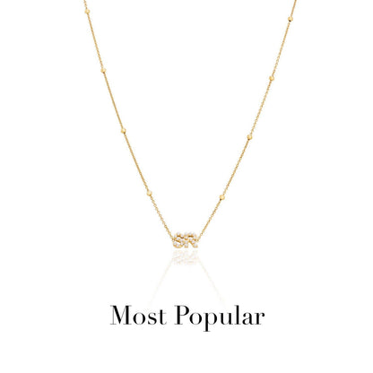 Pearl Initials Sphere Chain Necklace (Gold)