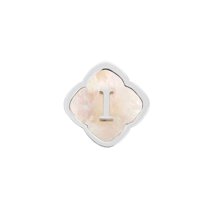 Rosette Pearl Clover Charms (Silver) - Initials