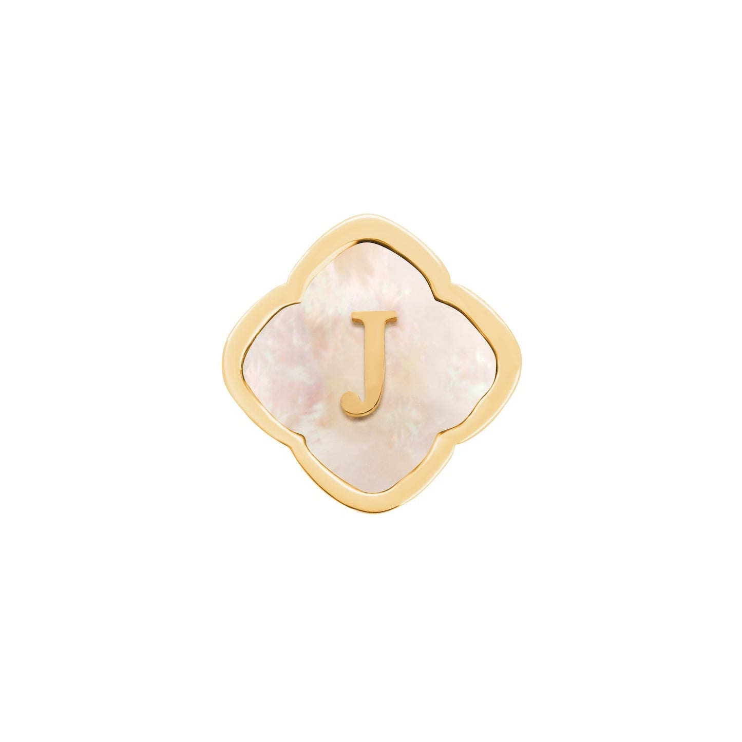Rosette Pearl Clover Charms (Gold) - Initials