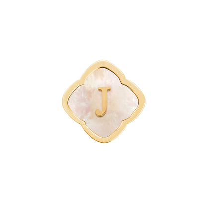 Rosette Pearl Clover Charms (Gold) - Initials