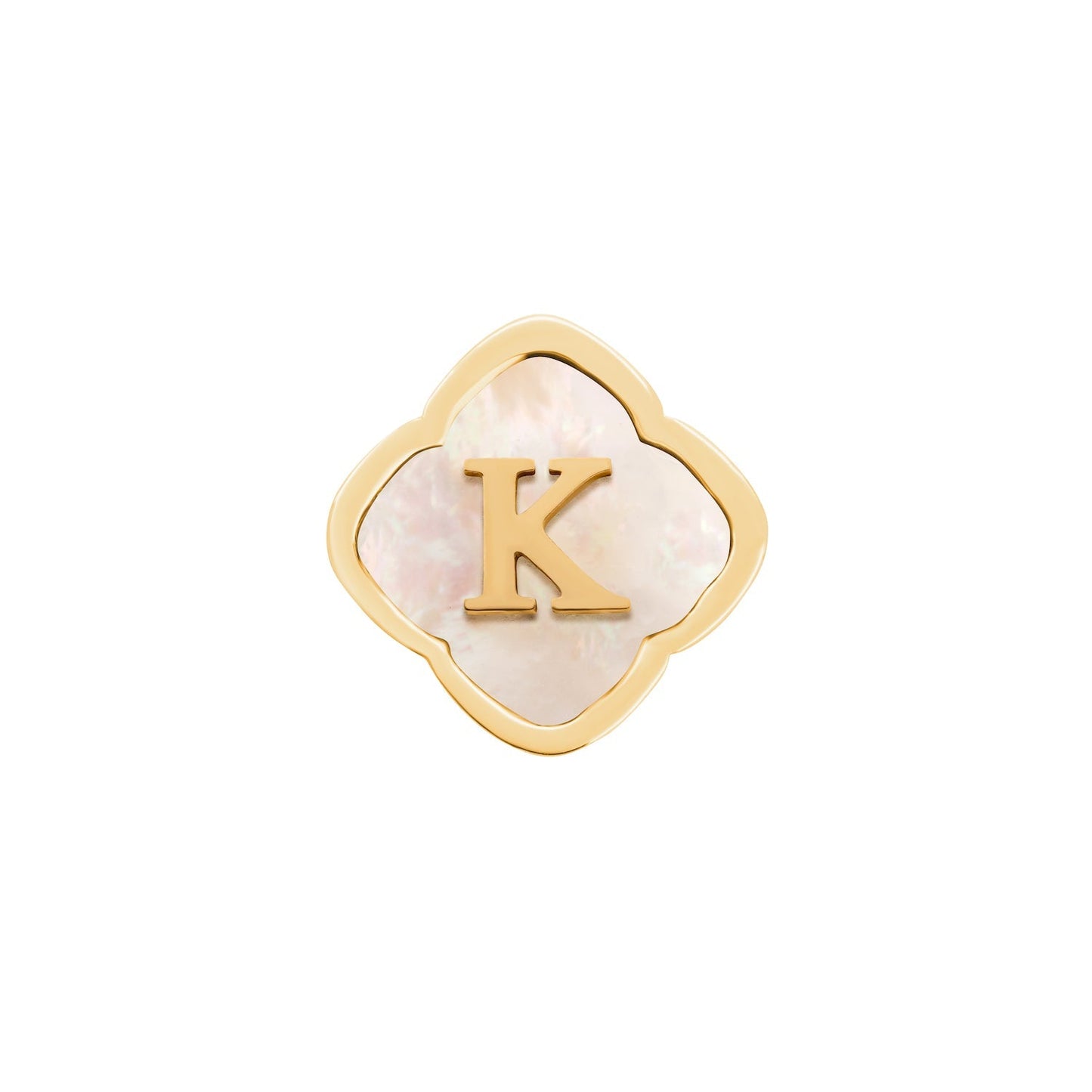 Rosette Pearl Clover Charms (Gold) - Initials