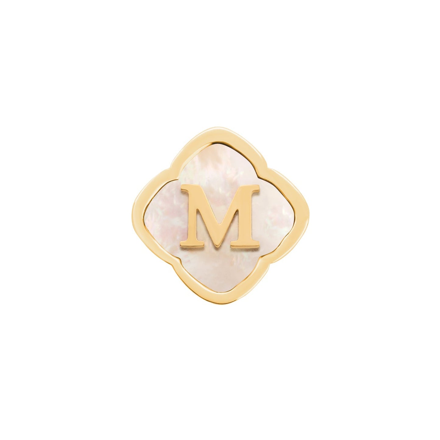 Rosette Pearl Clover Charms (Gold) - Initials