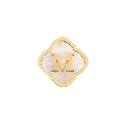 Rosette Pearl Clover Charms (Gold) - Initials