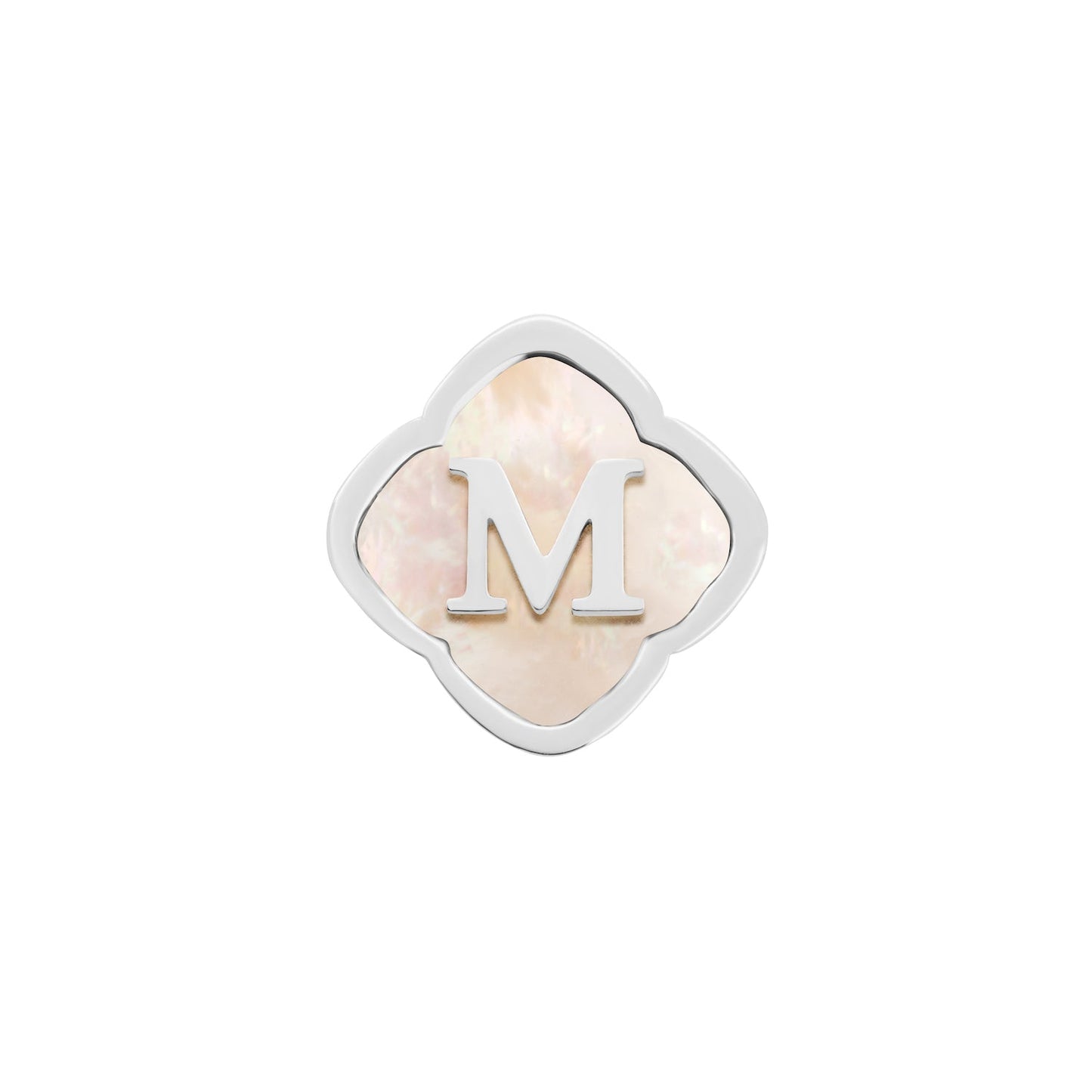 Rosette Pearl Clover Charms (Silver) - Initials