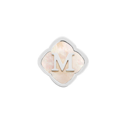 Rosette Pearl Clover Charms (Silver) - Initials