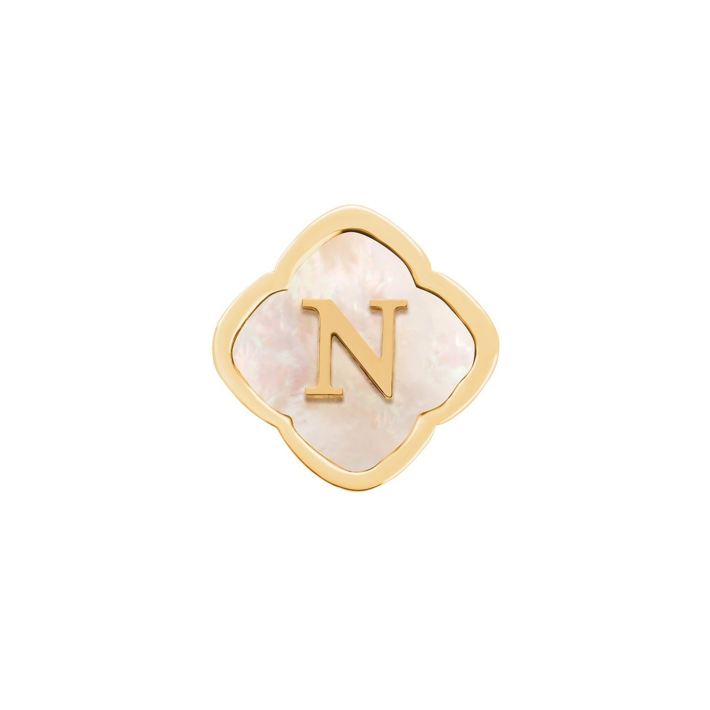 Rosette Pearl Clover Charms (Gold) - Initials