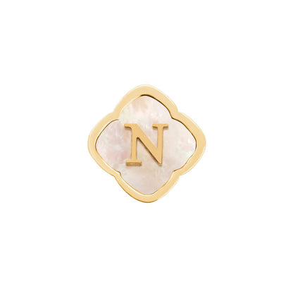 Rosette Pearl Clover Charms (Gold) - Initials