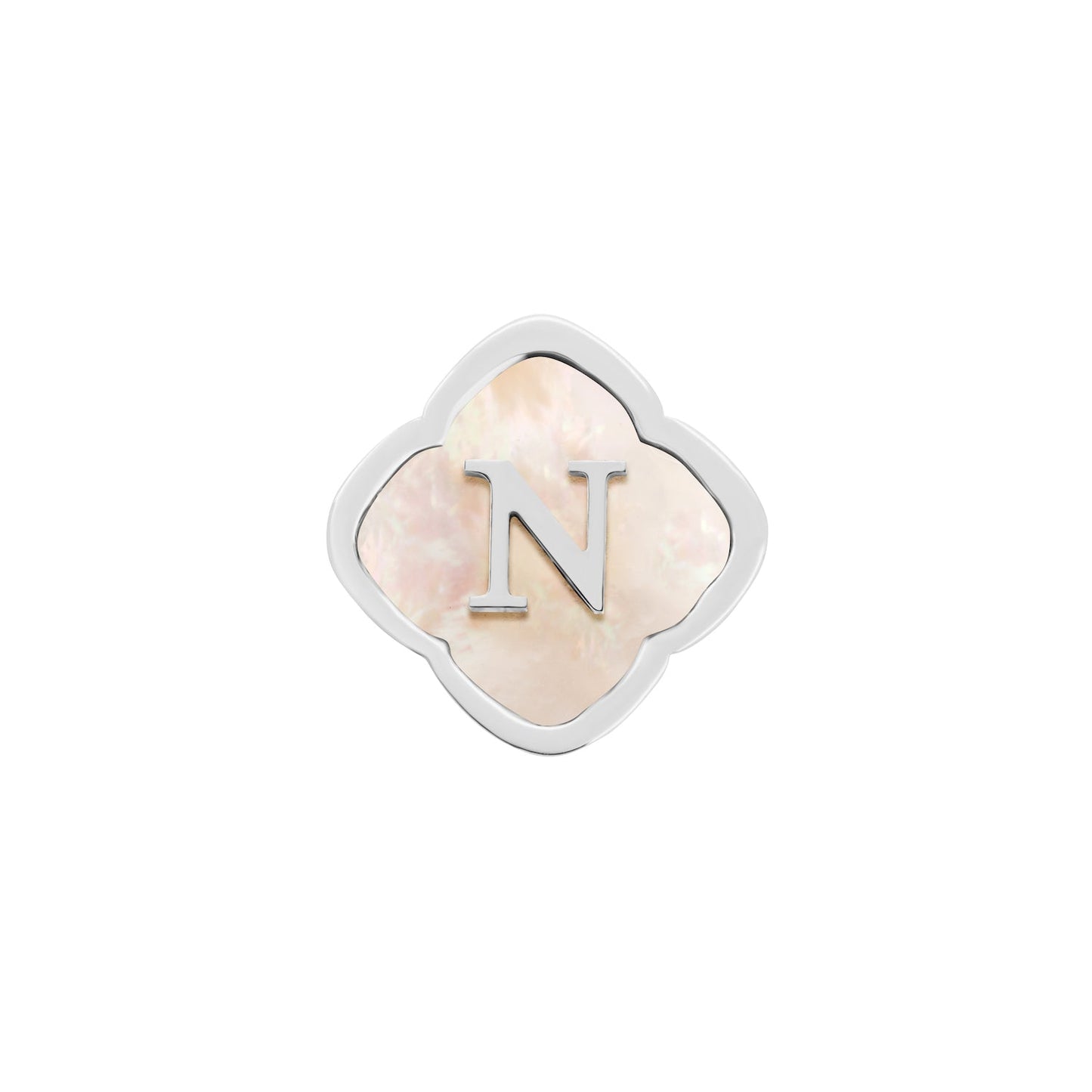 Rosette Pearl Clover Charms (Silver) - Initials