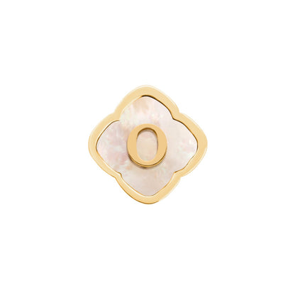 Rosette Pearl Clover Charms (Gold) - Initials