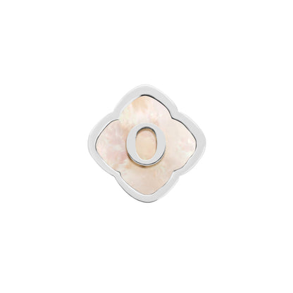 Rosette Pearl Clover Charms (Silver) - Initials