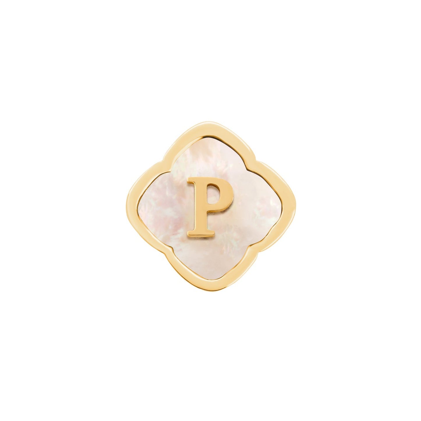 Rosette Pearl Clover Charms (Gold) - Initials