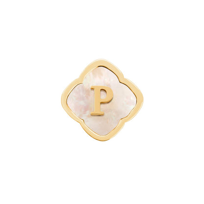 Rosette Pearl Clover Charms (Gold) - Initials