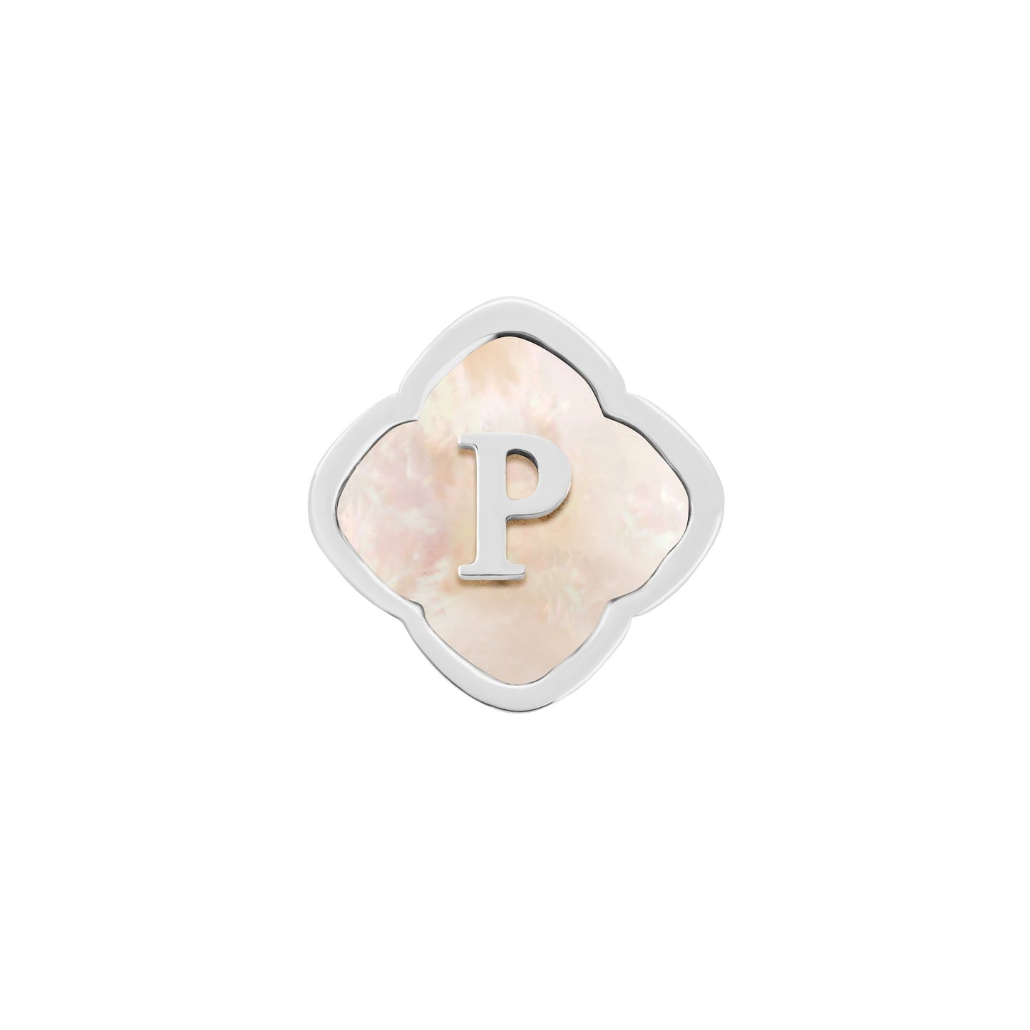 Rosette Pearl Clover Charms (Silver) - Initials