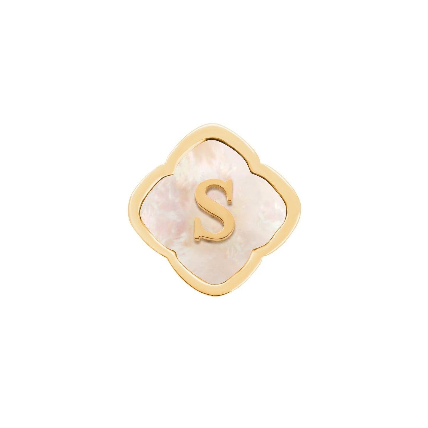 Rosette Pearl Clover Charms (Gold) - Initials