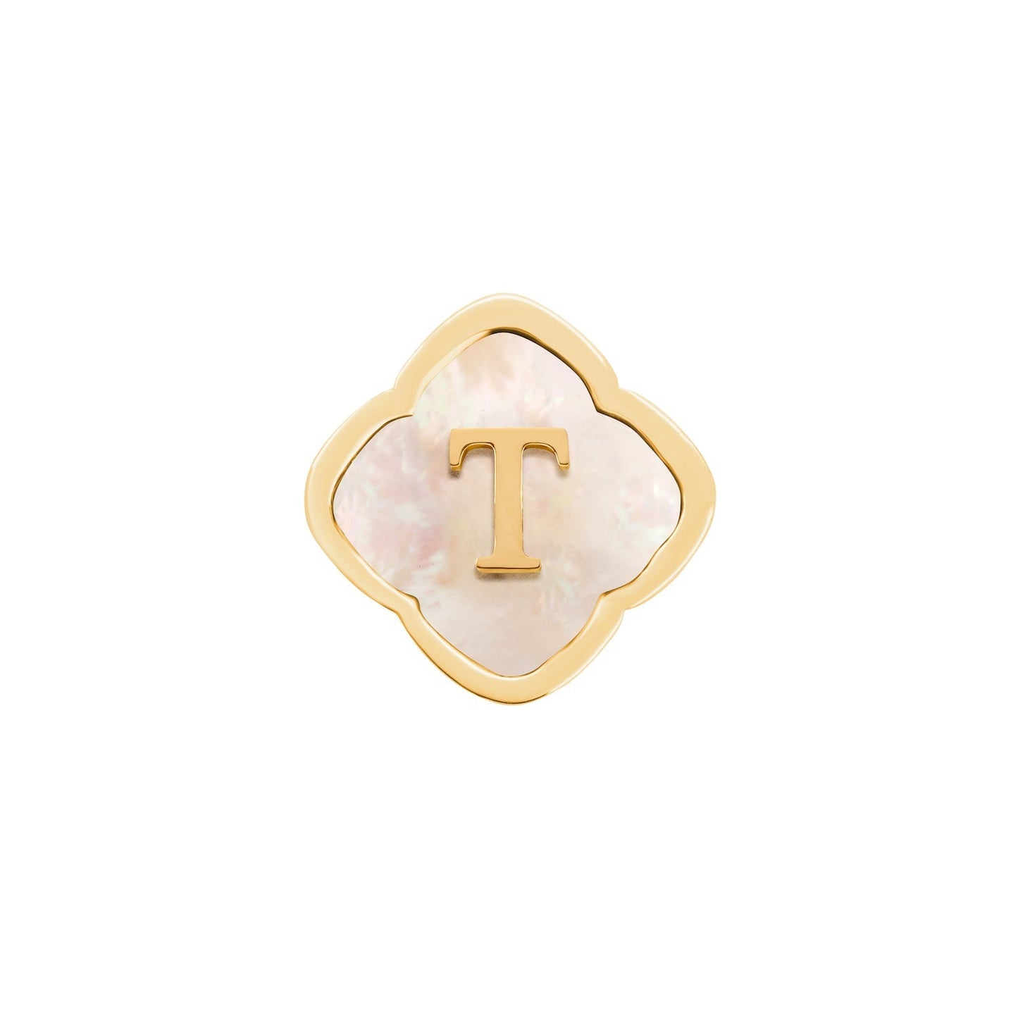 Rosette Pearl Clover Charms (Gold) - Initials