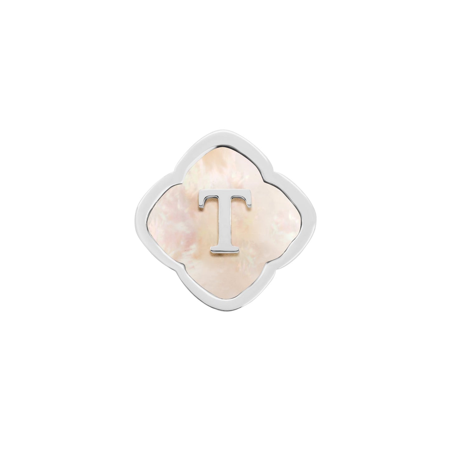 Rosette Pearl Clover Charms (Silver) - Initials