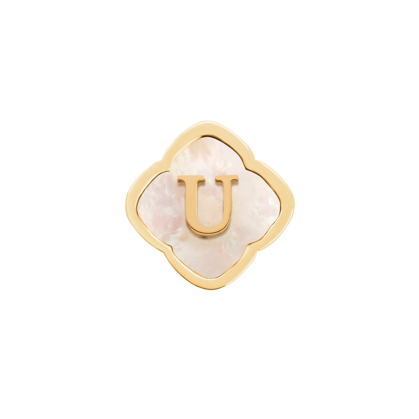 Rosette Pearl Clover Charms (Gold) - Initials