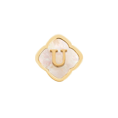 Rosette Pearl Clover Charms (Gold) - Initials